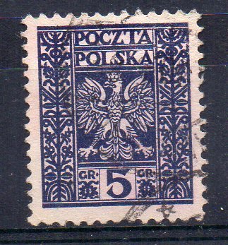 POLAND - 1928 - DEFINITIVE - EAGLE - 5 - Used -