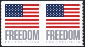 SC#5789A (Forever) Freedom U.S. Flag Coil Pair: BCA (2023) SA