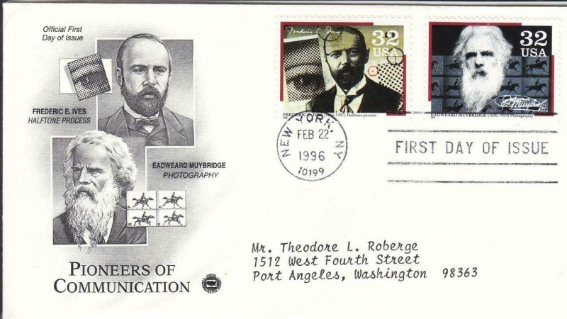 1996, Pioneers of Communication-Ives, Muybridge,PCS, FDC (D15572)