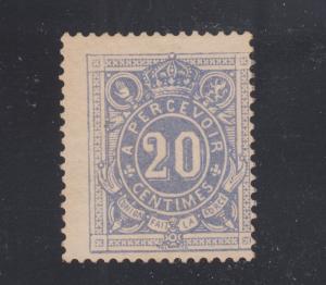 Belgium Sc J2 MLH. 1870 20c ultramarine Postage Due,