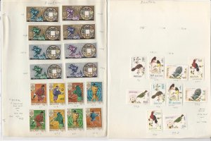 Bhutan Collection on 4 Album Pages, 1967-71, Mint Sets, Birds, Sports