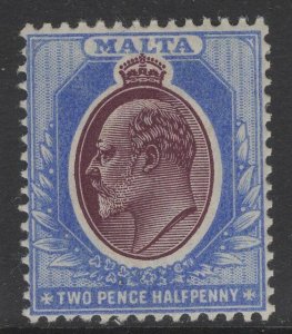 MALTA SG41 1903 2½d MAROON & BLUE MTD MINT 