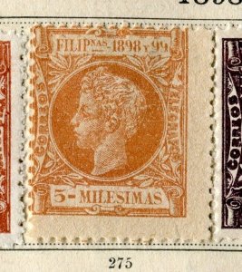 PHILIPPINES; 1898 early classic Baby King issue Mint hinged 5m. value