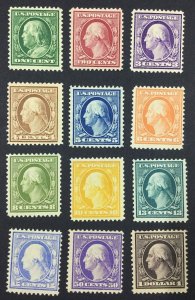 MOMEN: US STAMPS #331-342 COMPLETE SET MINT OG 4NH(2c,4c,5c,8c)/8H LOT #76675