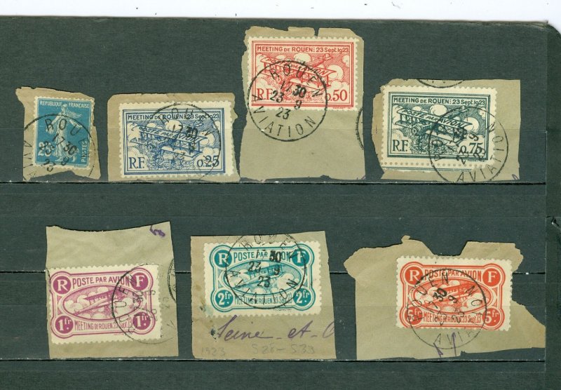 FRANCE 1923 ROUEN AVIATION MEETING  SEMI-OFFICIAL  LABELS SET...CANCELLATIONS