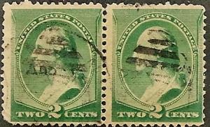 US  213 Used 1887 2c green Washington Pair