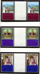 Bermuda SC# 347-9 QEII Silver Jubilee  GUTTER PAIRS  MNH