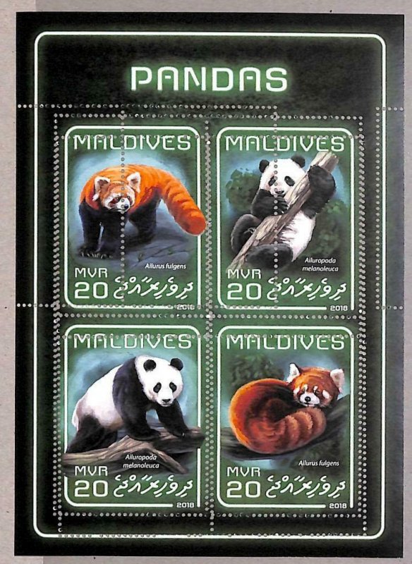 A4121 - MALDIVES - ERROR MISPERF. Miniature sheet: 2018, Panda Bears