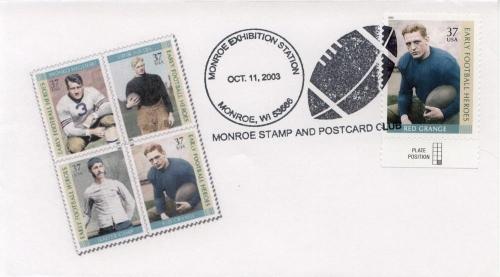 2003 Red Grange Monroe WI Football Pictorial Cancel