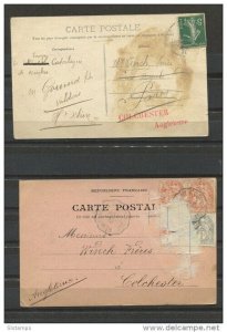 France 1908-9  1951 (3) Postal cards