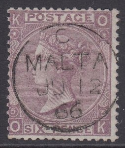 SG 97 6d lilac plate 5. Superb used with a central upright Malta CDS, June...