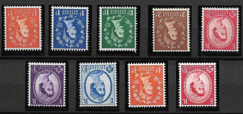 1958-65 Wilding Multi-Crowns Inverted Set of 9 UNMOUNTED MINT 