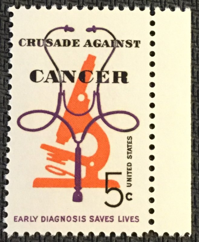 US #1263 MNH Single w/selvage Cancer Crusade SCV $.25 L18
