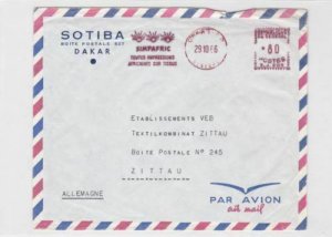 senegal to zittau 1966 air mail stamps  cover  ref r16047