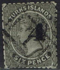 TURKS ISLANDS 1881 QV 4 ON 6D USED 