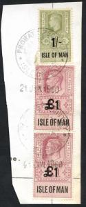 Isle of Man KGVI One Pound Pair + 1/- Key Plate Type Revenues CDS on Piece
