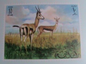 ​RAS AL KHAIMA- ENDANGER ANIMALS-DEER-MNH IMPERF- S/S VERY FINE VERY LIMITED