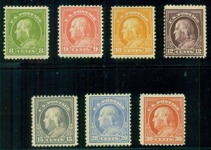 US #414-20, 8¢-30¢ Complete set of low vals, og, hinged, F/VF, Scott $555.00