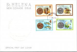 St. Helena, Worldwide First Day Cover, Coin, Birds, Flowers, Royalty
