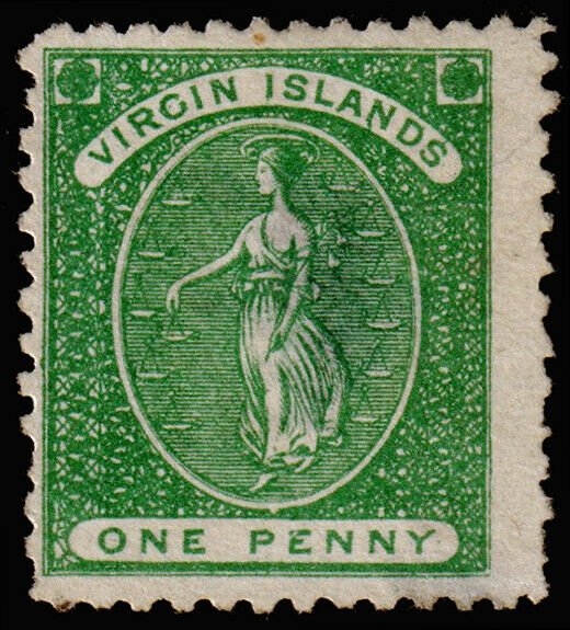 British Virgin Islands Scott 1 (1866) Mint H F, CV $55.00 M