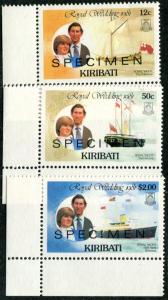 Kiribati SC# 373, 375, 371 Royal Wedding o/p SPECIMEN MNH