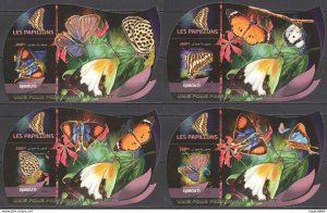 Lx307 Imperf 2016 Djibouti Butterflies !!! Gold Overprint Uv Cardboard 4Bl Mnh