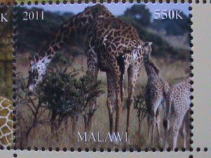 MALAWI-2011-PROTECTED ENDANGER ANIMALS-GIRAFFES-MNH SHEET VERY FINE