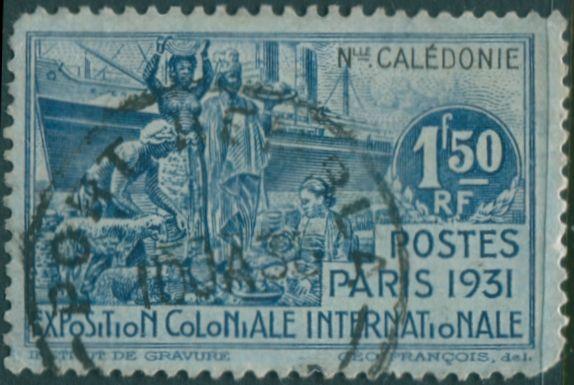 New Caledonia 1931 SG182 1f.50 blue and black Colonial Exhibition FU