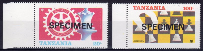 TANZANIA 1986 WORLD CHESS-ROTARY SET PERFORATED SPECIMEN MAJOR ERROR MNH