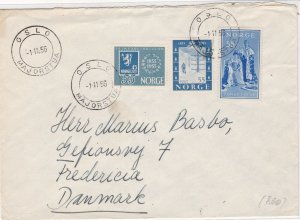 Norway 1956 Oslo Cancels three Various Stamps Cover to Denmark Ref 25695