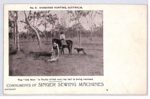 AUSTRALIA Unused Postcard *KANGAROO HUNTING* Singer Sewing Machine Advert PJ171