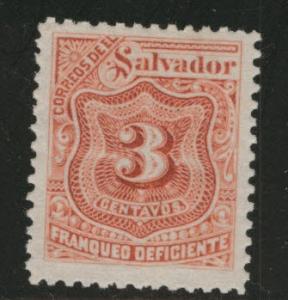 El Salvador Scott J19 MH* 1897 Postage due stamp