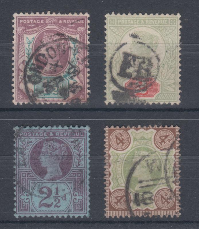 Great Britain Sc 112/116 used 1887-1892 Queen Victoria, 4 different