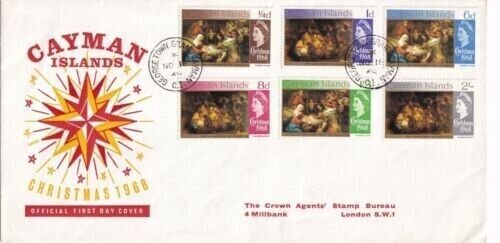 Cayman Islands 1968 Christmas FDC Georgetown cancel typed VGC