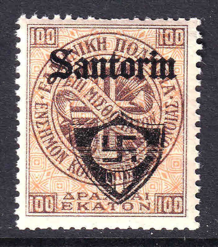 GREECE 100L SANTORIN OVERPRINT OG NH U/M F/VF BEAUTIFUL GUM