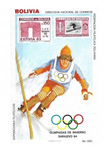 #2268 BOLIVIA 1984 SPORTS OLYMPIC SARAJEVO 84 SKY S/SHEET MI BL 136 YV 108 MNH