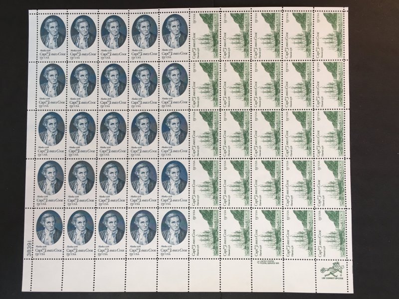 1978 sheet, Captain Cook, Sc# 1732-3