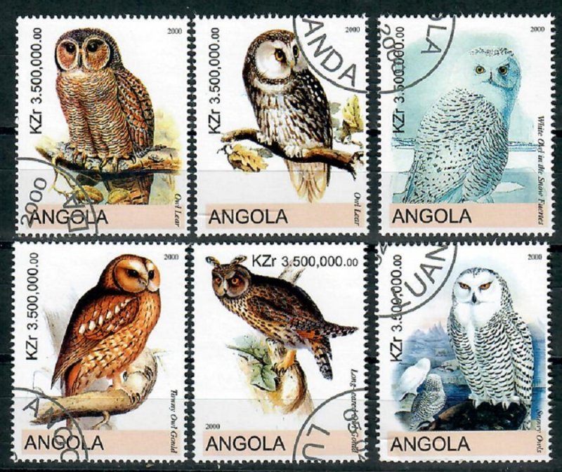 Angola Used Birds / Owls complete set CTO