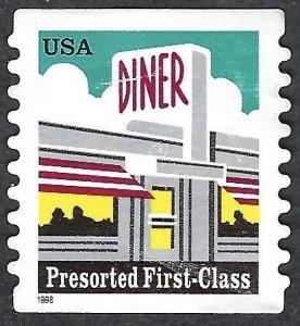 United States #3208A Pre-sorted FC (25¢) Diner (1998). Coil. Used.