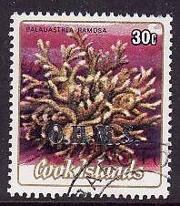 Cook Islands-Sc#O35-used 30c coral-Official-Marine Life-1985-