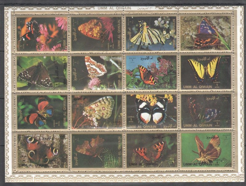 O0593 Umm-Al-Qiwain Fauna Butterflies Flowers Fauna 1Sh Mnh