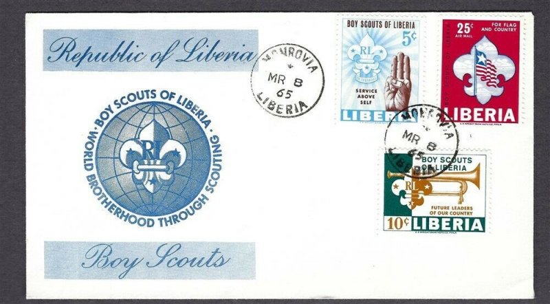 1965 Liberia Boy Scouts flag bugle FDC