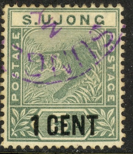 MALAYA SUNGEI UJONG 1894 1c on 5c TIGER Issue Sc 34 CTO Used