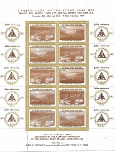 USA  1964 ASDA Stamp Show New York BRIDGES Labels Sheet MNH 18