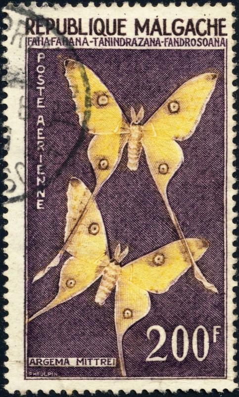 MADAGASCAR - 1960 200fr ARGEMA MITTREI Butterfly - Mi.459 Oblitéré