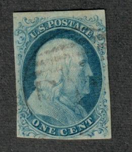 US Sc#7 Used VF, Rare POS. 10R1E Doporto Cert. 2mm Crease At Bottom, Cv. $2000