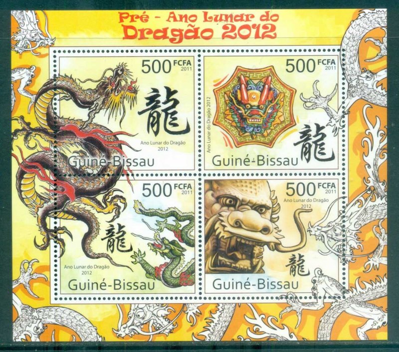 Guinea Bissau 2012 Famous People, Asia, New Year of the Dragon MS MUH GB11501a