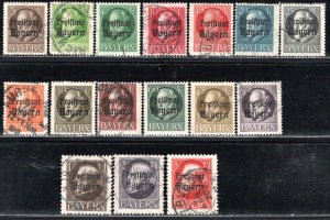 German States Bavaria Scott # 193 - 208, used