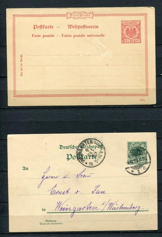 Germany 1899 Reich Post 2 Postal Stationary Cards Used/Unused  3806