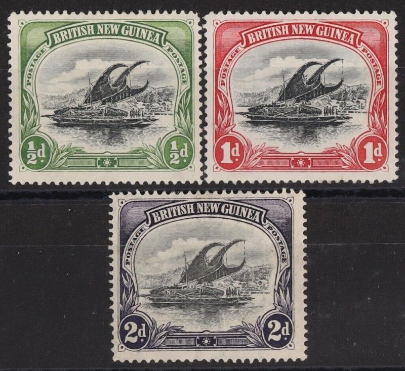 PAPUA 1901 BNG Lakatoi ½d, 1d & 2d-, wmk vertical.